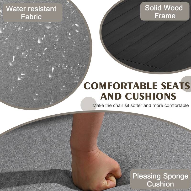 Outdoor Wood Cushion Loveseat with Side Table