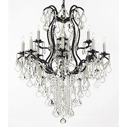 Wrought Iron Empress Crystal (TM) Chandelier 12 Lights - Chandeliers For Bedrooms by Overstock.com
