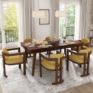 Christopher Knight Home - Elegant 7-Piece Dining Set with Upholstered Chairs and Mahogany Table