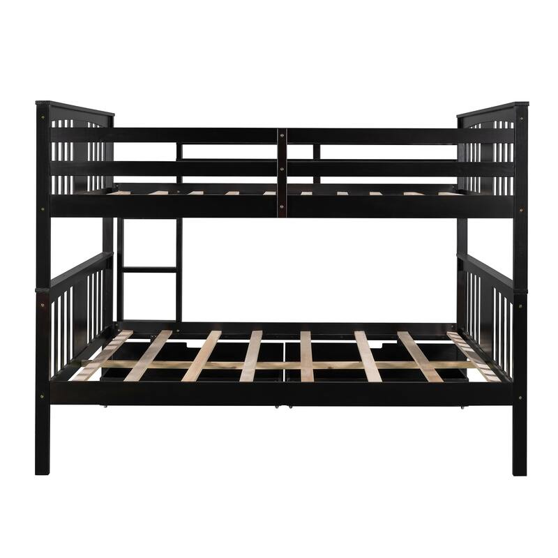 Full over Full Bunk Bed with Under-Bed Drawers and Ladder for Bedroom, Guest Room Furniture - Espresso