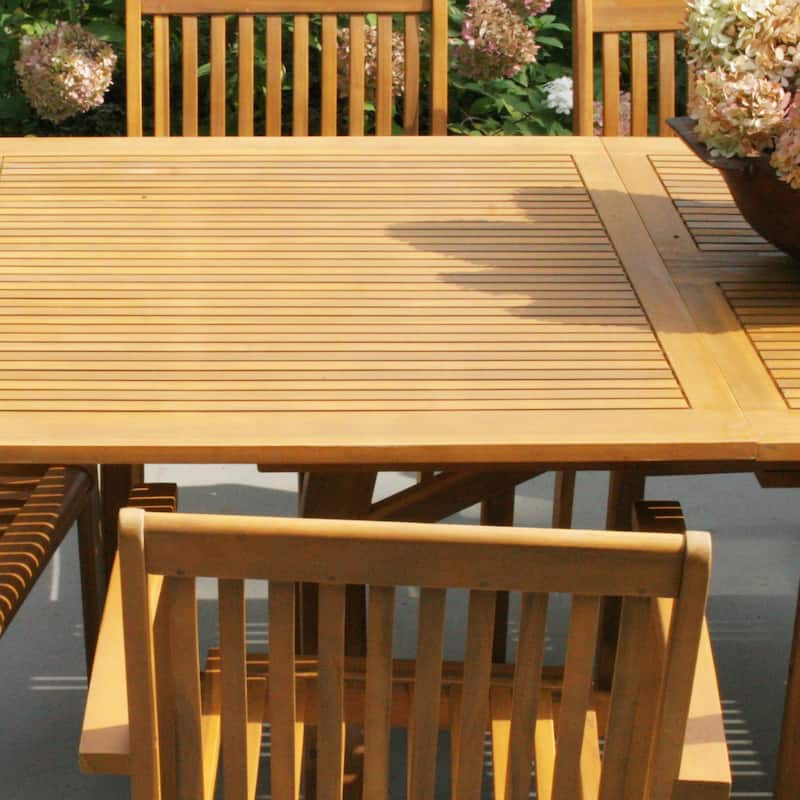 MAISON ARTS Acacia Wood 7/9-Piece Patio Dining Sets, Outdoor Dining Set with Expandable Teak Dining Table and Wooden Chairs