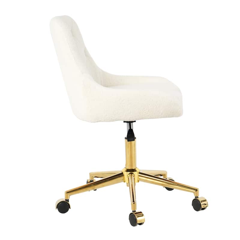Beige+Gold Teddy 22.3" Tufted Accent Chair with Chrome Legs