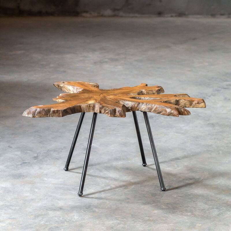 Uttermost Kravitz 28" Wide Wood Top Iron Side Table