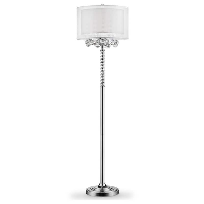 Twisted Crystal Accent Floor Lamp with Dual Fabric Shade, Clear