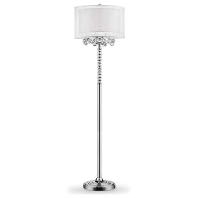 Twisted Crystal Accent Floor Lamp with Dual Fabric Shade, Clear