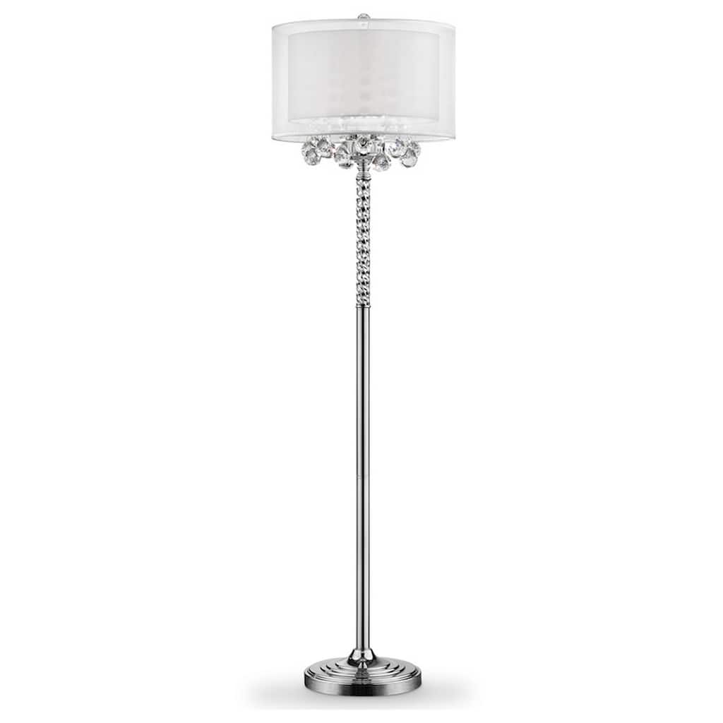Twisted Crystal Accent Floor Lamp with Dual Fabric Shade, Clear