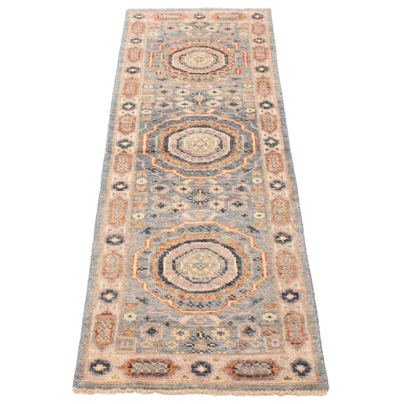 ECARPETGALLERY Hand-knotted Jules Serapi Light Denim Blue Wool Rug - 8'1 x 2'7