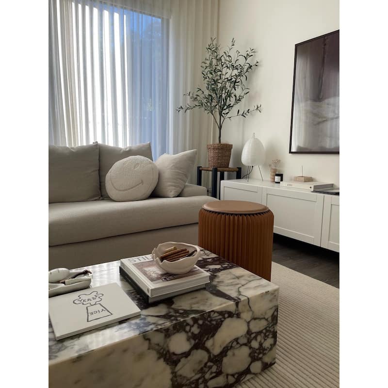 Genuine Marble Block Coffee Table, Matte - Calacatta Viola Marble