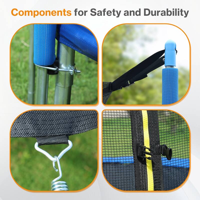 Aoodor Outdoor Trampoline, Recreational Trampoline with Enclosure Inner-Safety Net and Ladder for Kids
