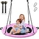 preview thumbnail 4 of 22, Trekassy 700lbs 40" Round Tree Swing with Handles for Kids 900D Oxford Waterproof 2pcs Tree Hanging Straps pink