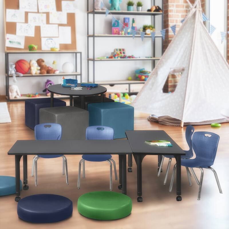 48 in. Height Adjustable Mobile Classroom Table - Grey