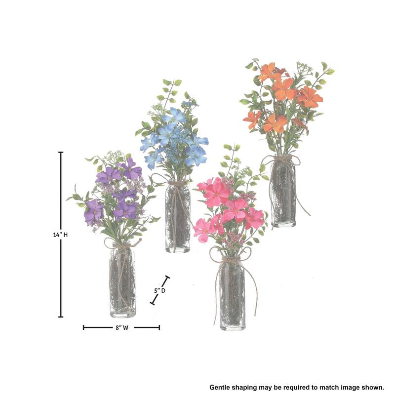 14" Summer Garden Glass Arrangement Set of 4