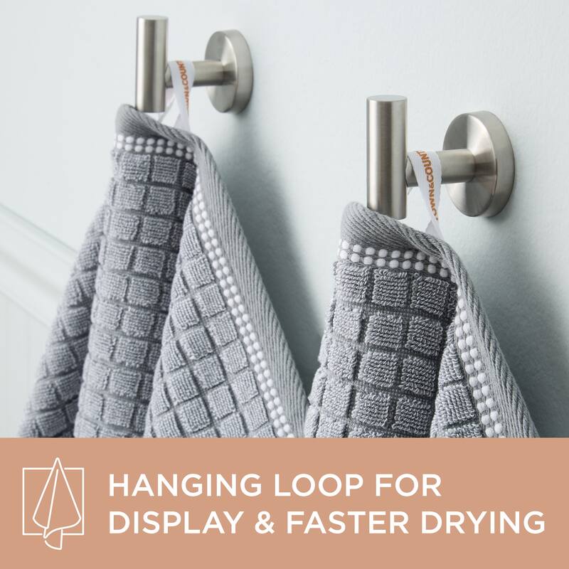 TOWN & COUNTRY EVERYDAY 6-Piece Textured Windowpane Set, 2 Bath, 2 Hand, 2 Wash, 100% Cotton