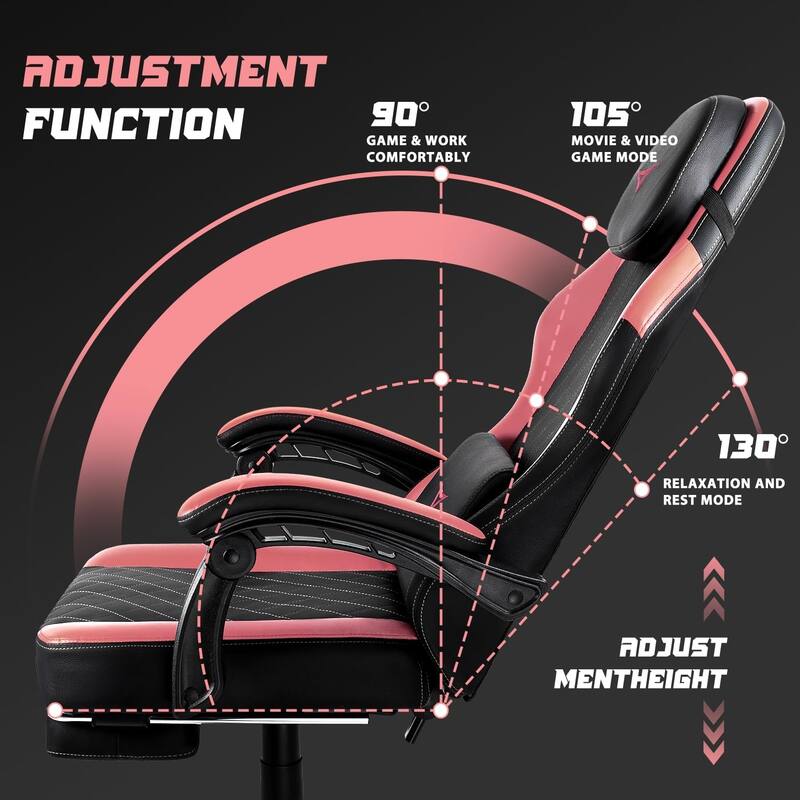 BOSSIN Ergonomic Gaming Chair – 400 lbs Support, PC/Racing Office Chair with Adjustable Swivel, Lumbar Vibration & Headrest