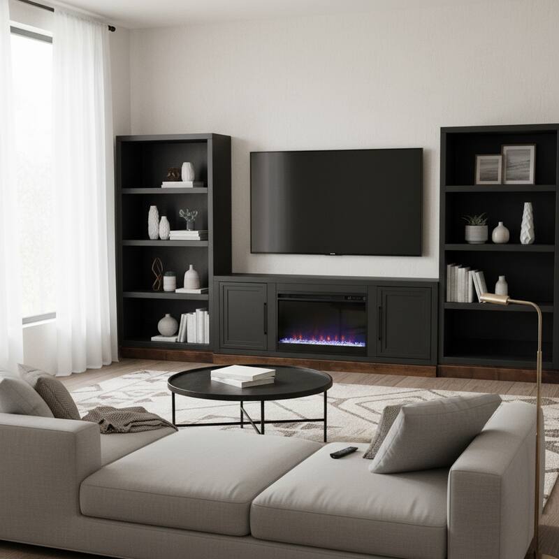 Bridgevine Home Nora Modular 60 inch High Bookshelf, No Assembly Required, Two-Tone Finish