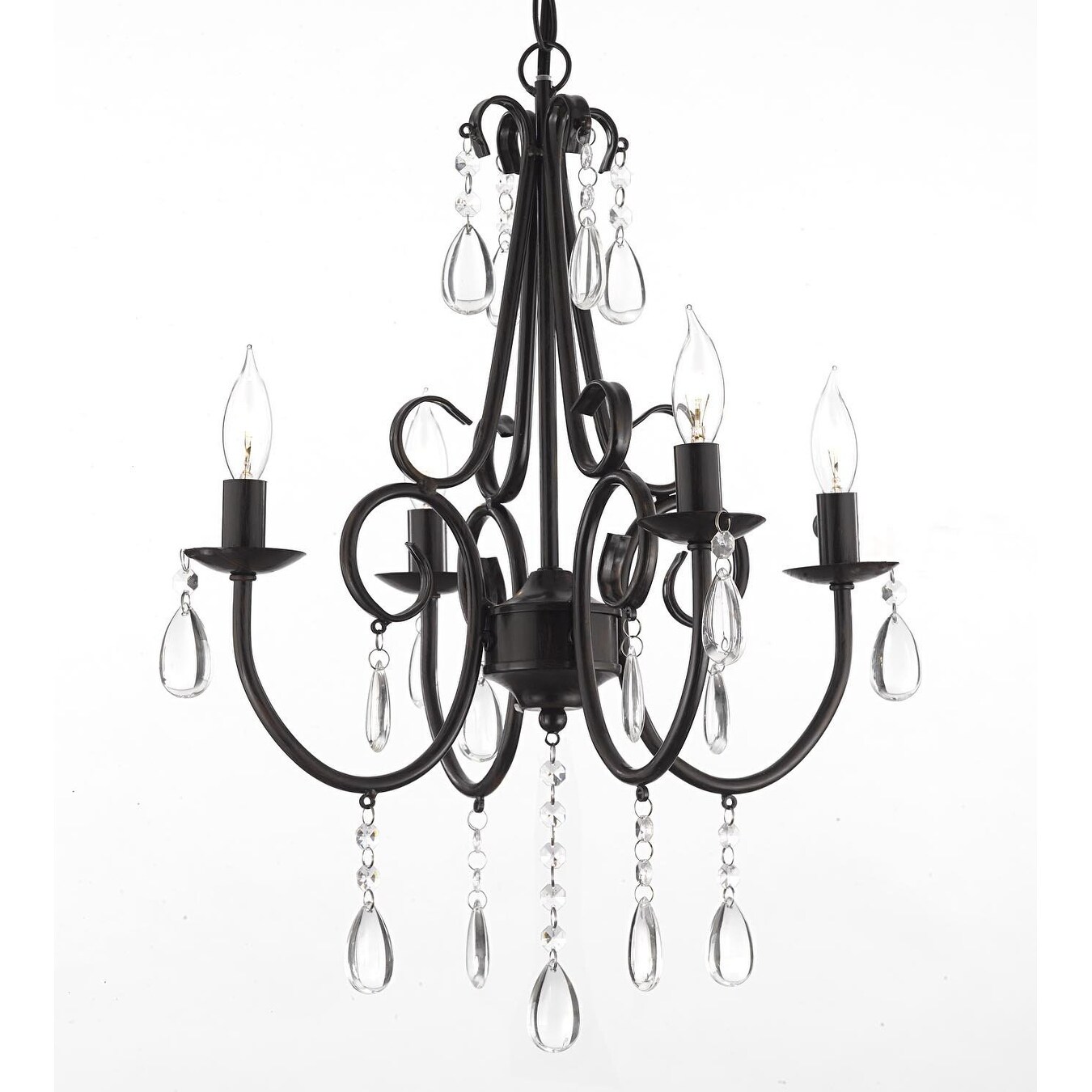Wrought Iron & Crystal 4 Light Rustic Chandelier  Hardwire & Plug In - Chandeliers For Bedrooms by Overstock.com