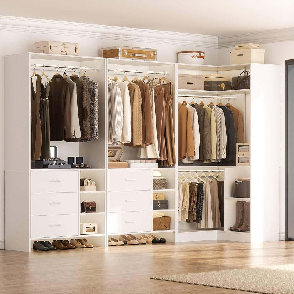 Cimly Set of 3 Freestanding Corner Closet System, Space-saving Closet Organizer for Walk-in/ Reach-in Closet