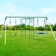 preview thumbnail 10 of 9, 5 IN 1 Metal Swing Sets for Backyard with 2 Swings, Climbing Net, Trapeze Bar