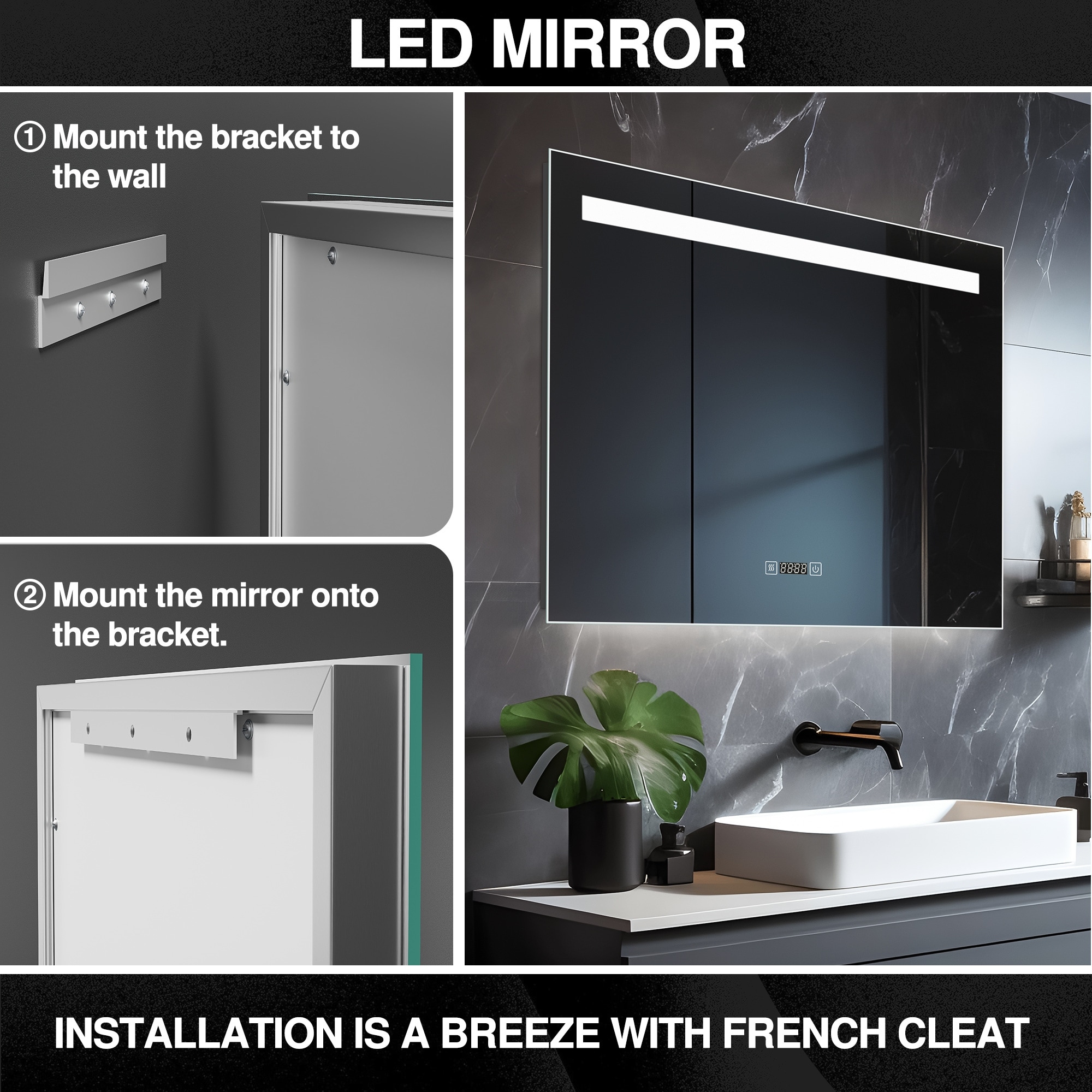 LED Horizontal Hanging Anti-fog Single Bar One-Line Bathroom Wall