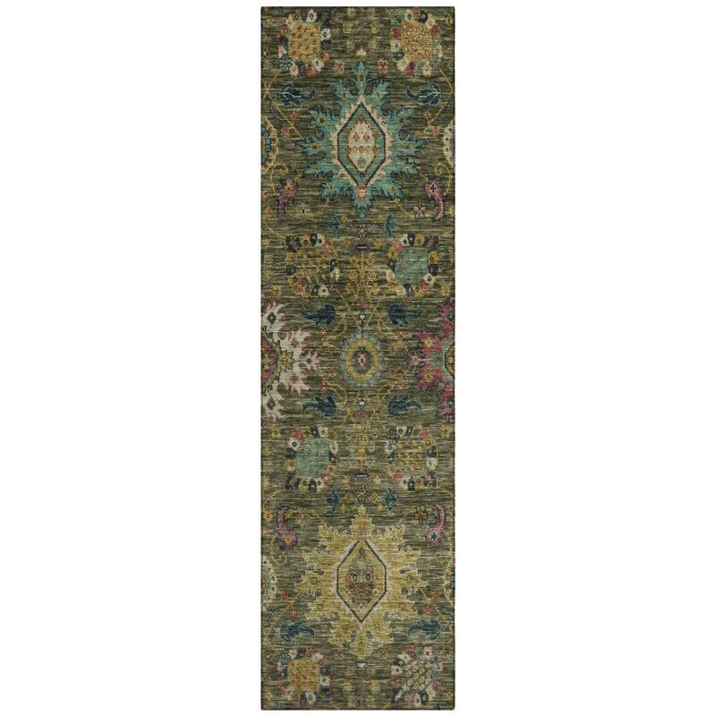 Machine Washable Indoor/Outdoor Boho Traditional Chantille Rug