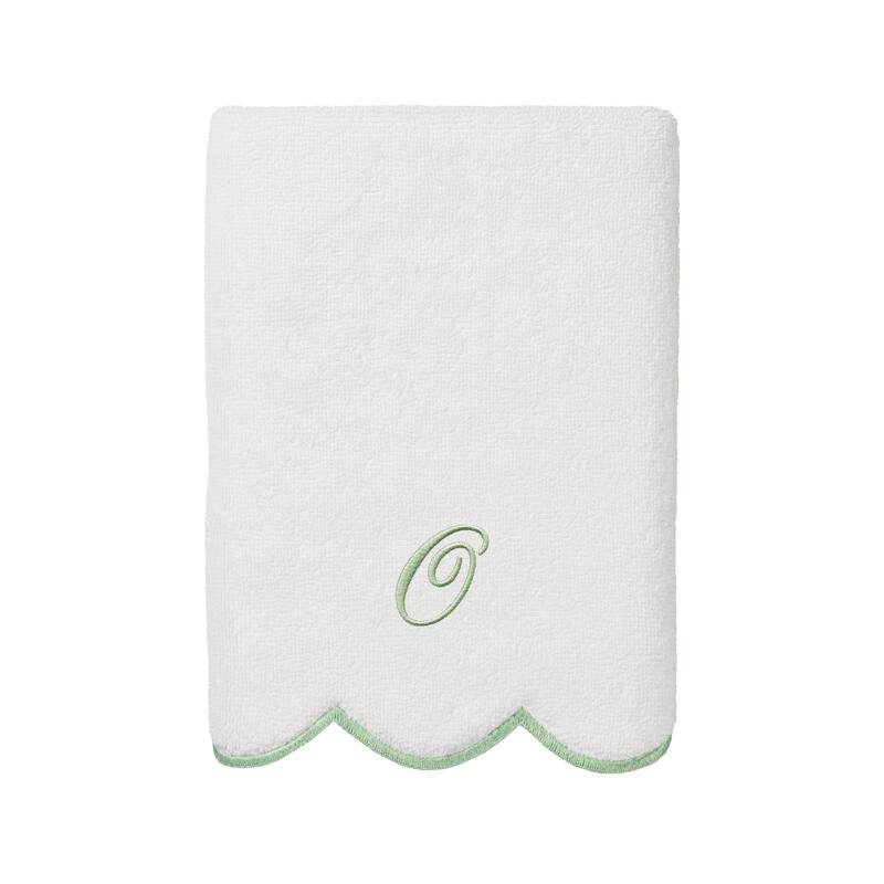 Authentic Hotel and Spa 100% Turkish Cotton Green ADORNIA Scallop Personalized 3 Piece Towel Set - 3 Piece Set