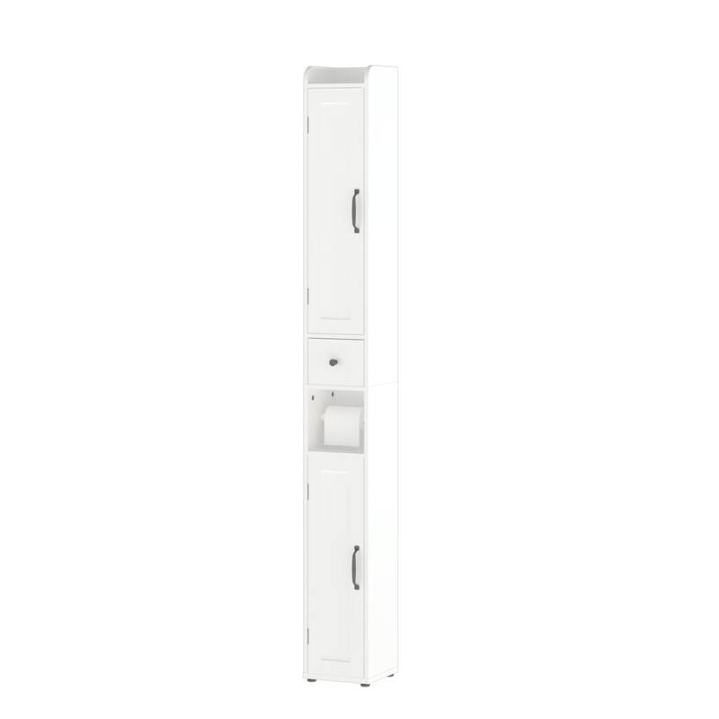 Anmytek Slim 67.51" Tall Storage Cabinet White Vertical Organizer with Anti-Tip, Open compartments