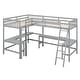 preview thumbnail 17 of 21, Wood Twin Size L-Shaped Loft Bed with Ladder and 2 Built-in L-Shaped Desks