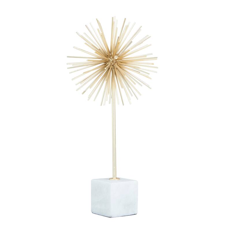 CosmoLiving by Cosmopolitan Gold Marble Starburst Decorative Sculpture with Marble Base