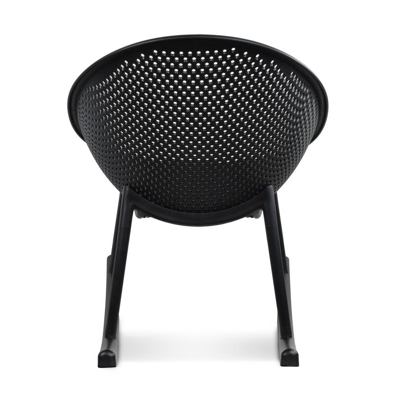 Mid-Century Modern Plastic Rocking Lounge Chair Plastic Legs with Breathable Perforated Egg Shaped Seat for Indoor/Outdoor Use