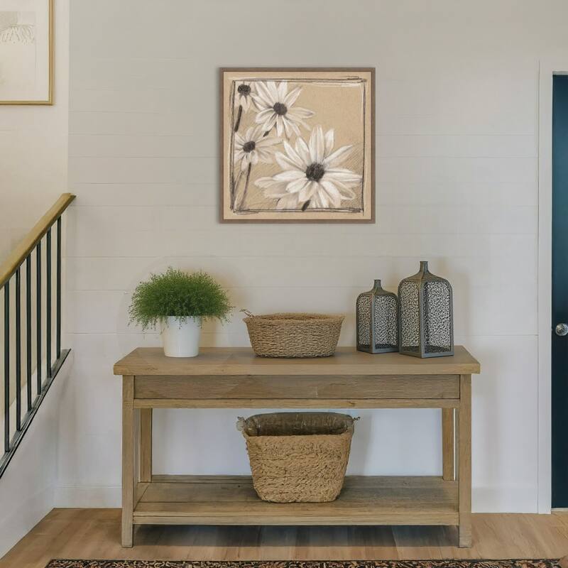 White Floral Study No. 2 by Ethan Harper (22 x 22 in.), Framed Canvas Wall Art Print