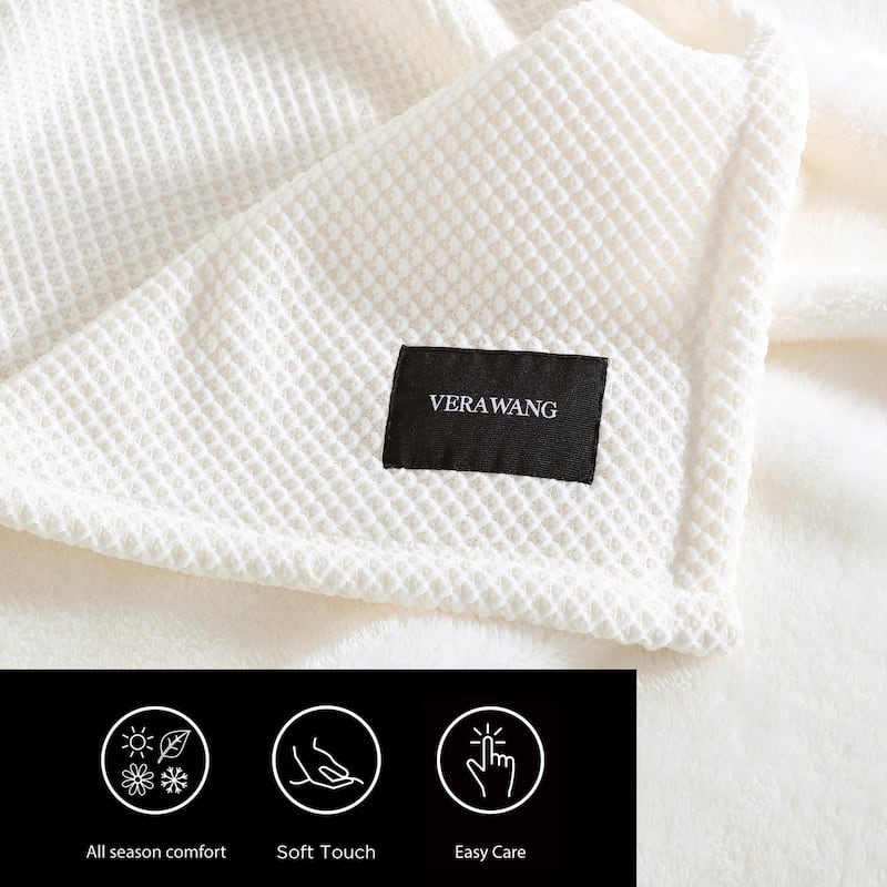 Vera Wang Chenille Jacquard Solid Reversible Blanket