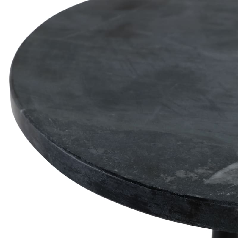 Metal Base Marble Top Modern Glam Accent Table Round Silhouette