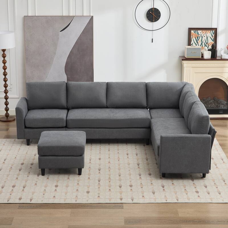 Snow Velvet Sectional Sofa