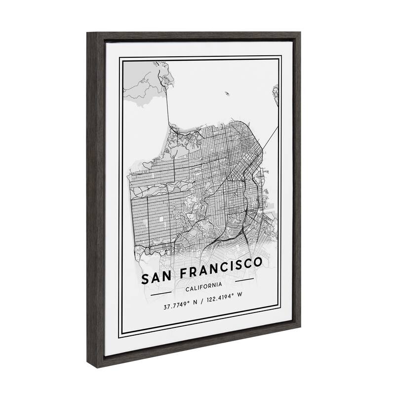 Kate and Laurel Sylvie San Francisco Modern Map Framed Canvas by Jake Goossen