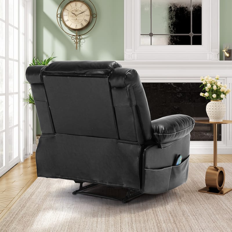 Manual Reclining Chair with 8-Point Vibration Massage, Lumbar Heat, and Durable Wood-Steel Frame for Living Room Comfort