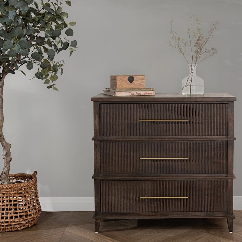 Classic Home Westlake 3-Drawer Mango Wood Chest Cabinet - Kona Brown - 3-drawer