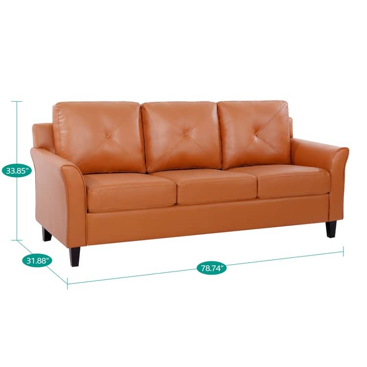 Stylish Sofa Combo: Chesterfield Sofa with Rolled Arms and Button Tufted Flared Arms Microfiber Couch for Small Spaces