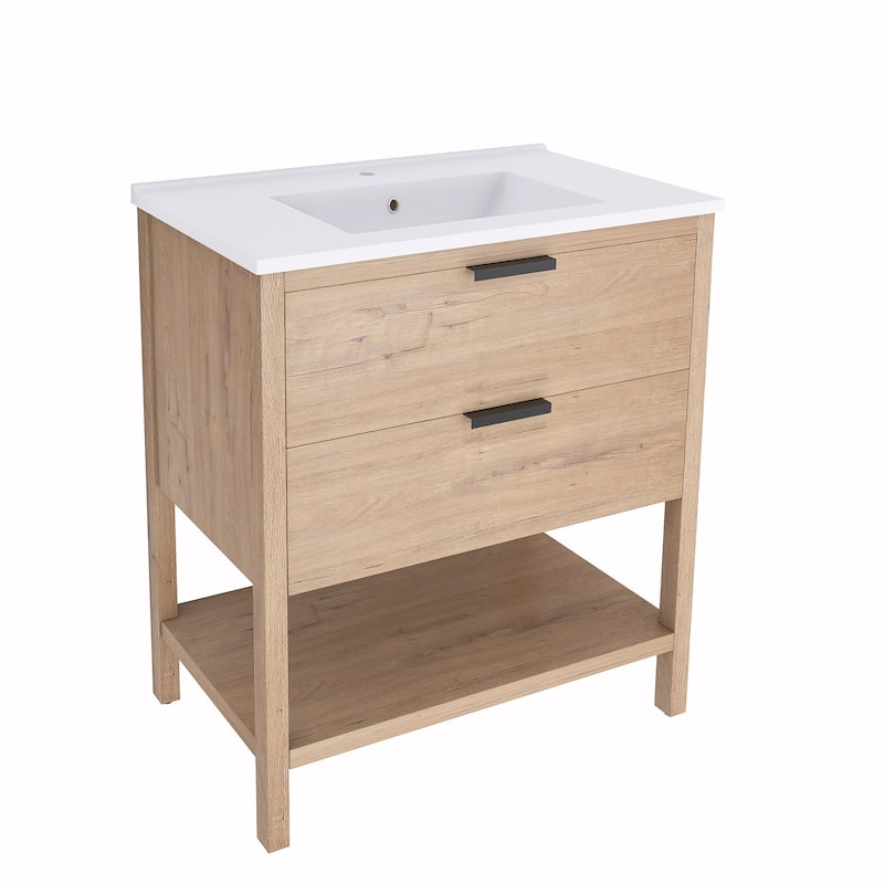 Plywood Freestanding Bathroom Vanity Set with Integrated Sink