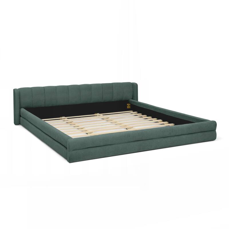 King Size Upholstered Bed Frame with Thick Fabric