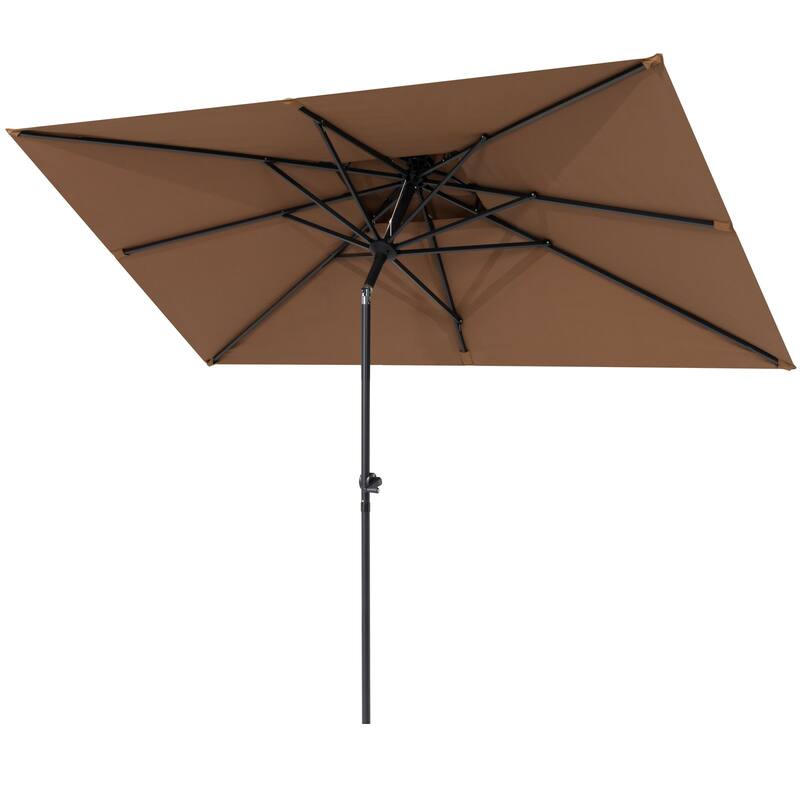 10 x 6.5 FT Rectangular Double Top Patio Market Umbrella with Tilt & Crank