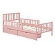preview thumbnail 31 of 50, Wood Platform Bed with 2 Storage Drawers & Both Sides Guardrails, Storage Bed Frame for Bedroom, Guest Room
