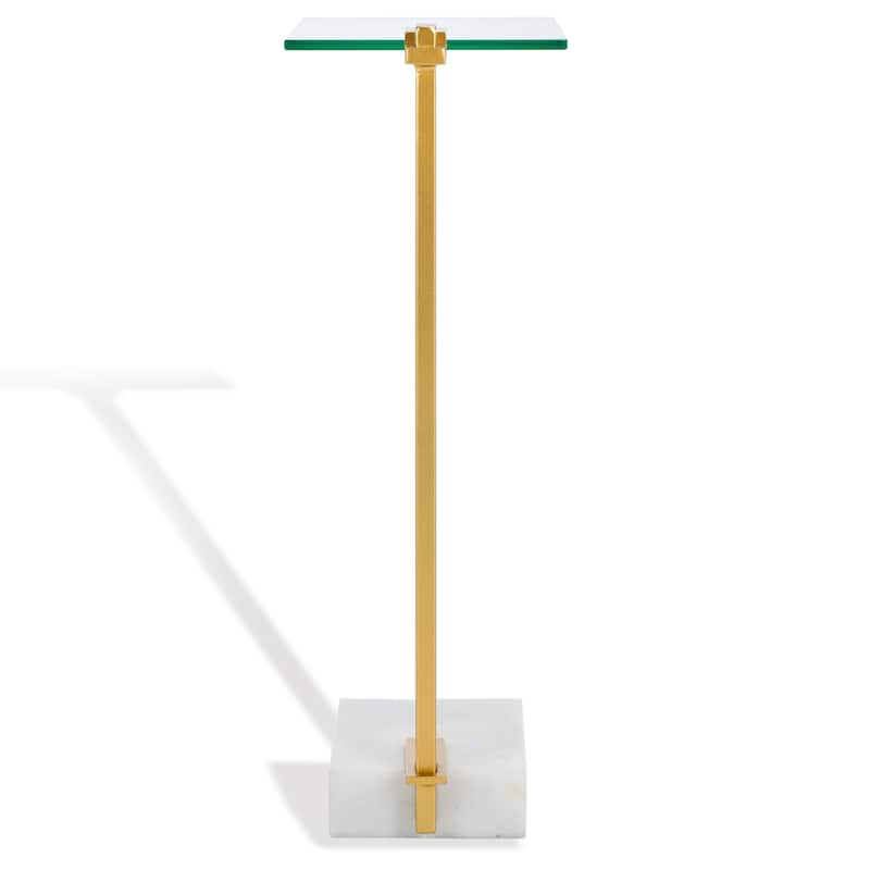 SAFAVIEH Couture Idris Marble Base Drink Table - 11"W x 8"D x 24"H