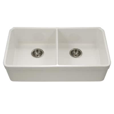 Houzer Platus 32-3/16" Undermount Double Basin Fireclay Kitchen Sink