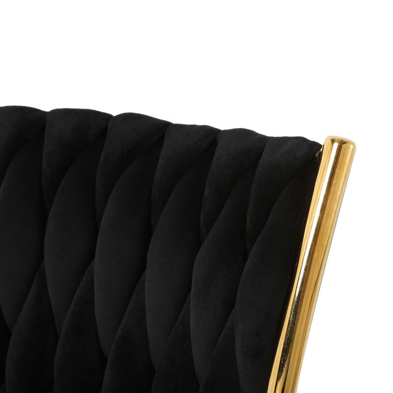 Modern Simple Velvet Dining Chair, Family Bedroom Stool Back Student Table Chair, Gold-Plated Metal Chair Legs (Set of 4)