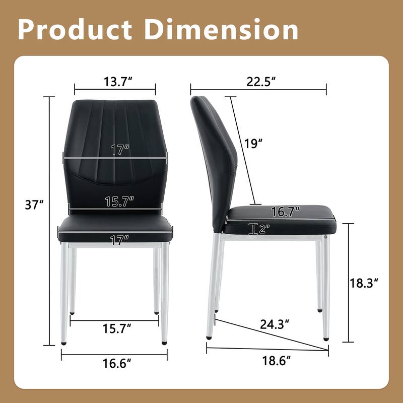 Side Chair Reception Chair Meeting Room Chair Set of 4 Kitchen Chair Black Lounge Chair with Metal Legs