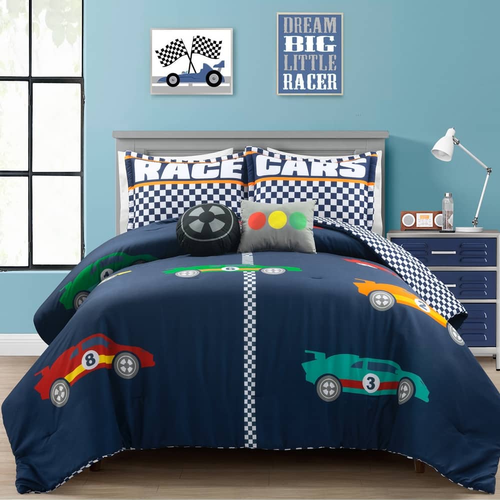 Lush Decor Racing Cars Reversible Oversized Comforter Set