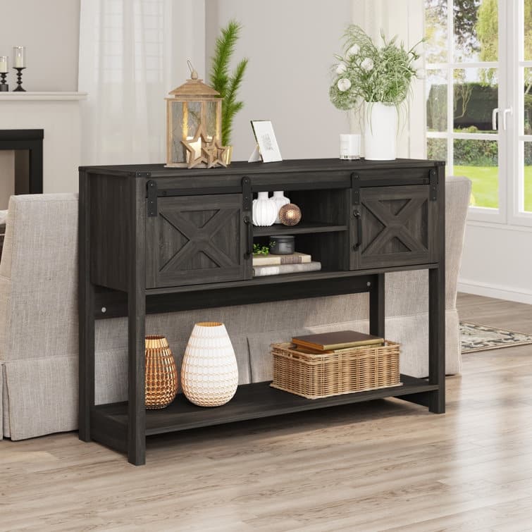 46" Console Table with Sliding Barn Door