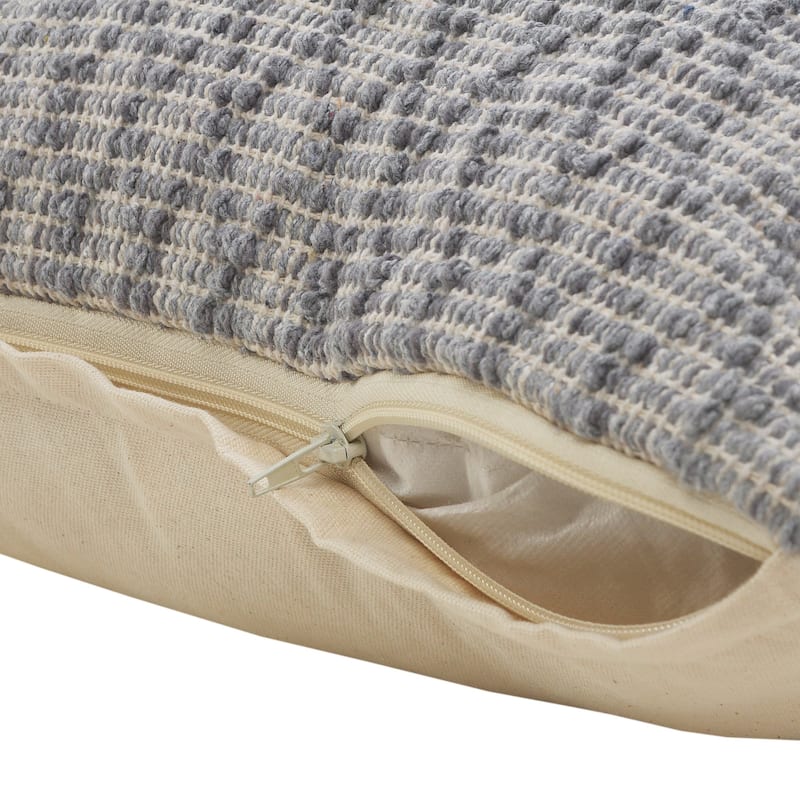 HomeRoots 20" X 20" Gray 100% Cotton Geometric Zippered Pillow