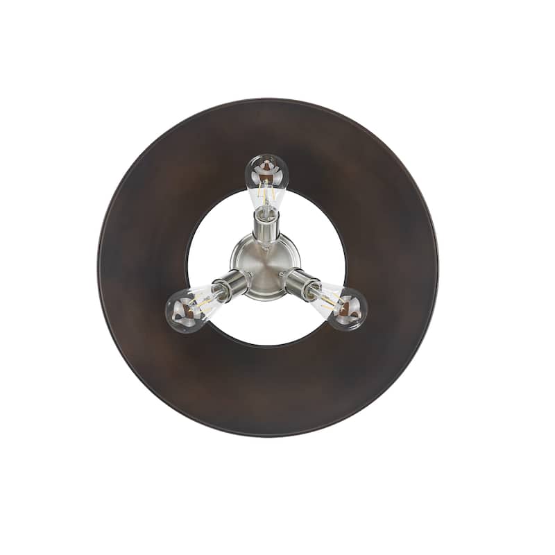 Yep by Golden Lighting Orwell 3-light Flush Mount in Pewter and Rubbed Bronze shade - Silver