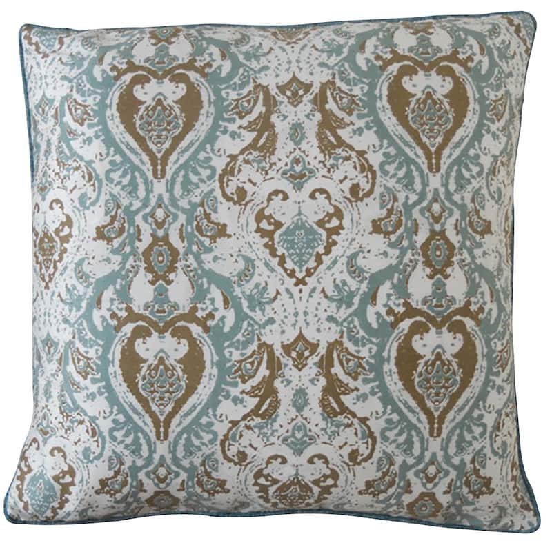 Jiti Indoor Traditional Textured Damask Patterned Cotton Accent Square Throw Pillows Cushions for Sofa Chair 20 x 20 - Blue